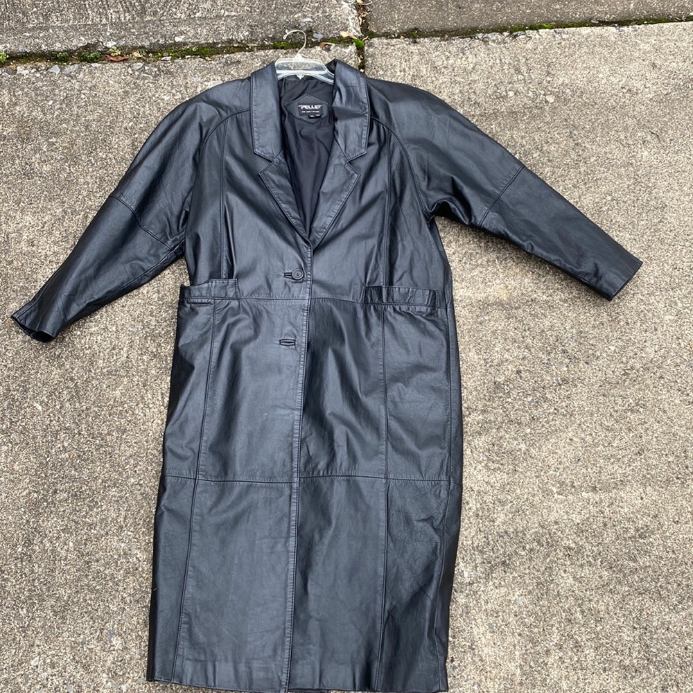 Full length leather coat
